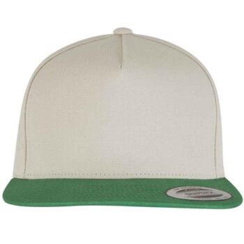Flexfit Classic 5-Panel Snapback Cap in Beige Green.