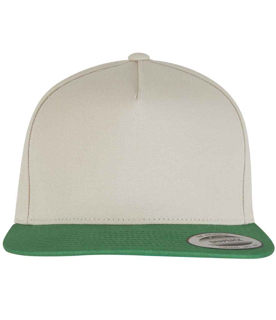 Flexfit Classic 5-Panel Snapback Cap in Beige Green.