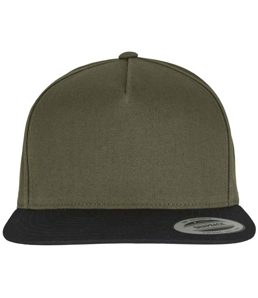 Flexfit Classic 5-Panel Snapback Cap F6007 Flexfit Classic 5-Panel Snapback Cap in Black