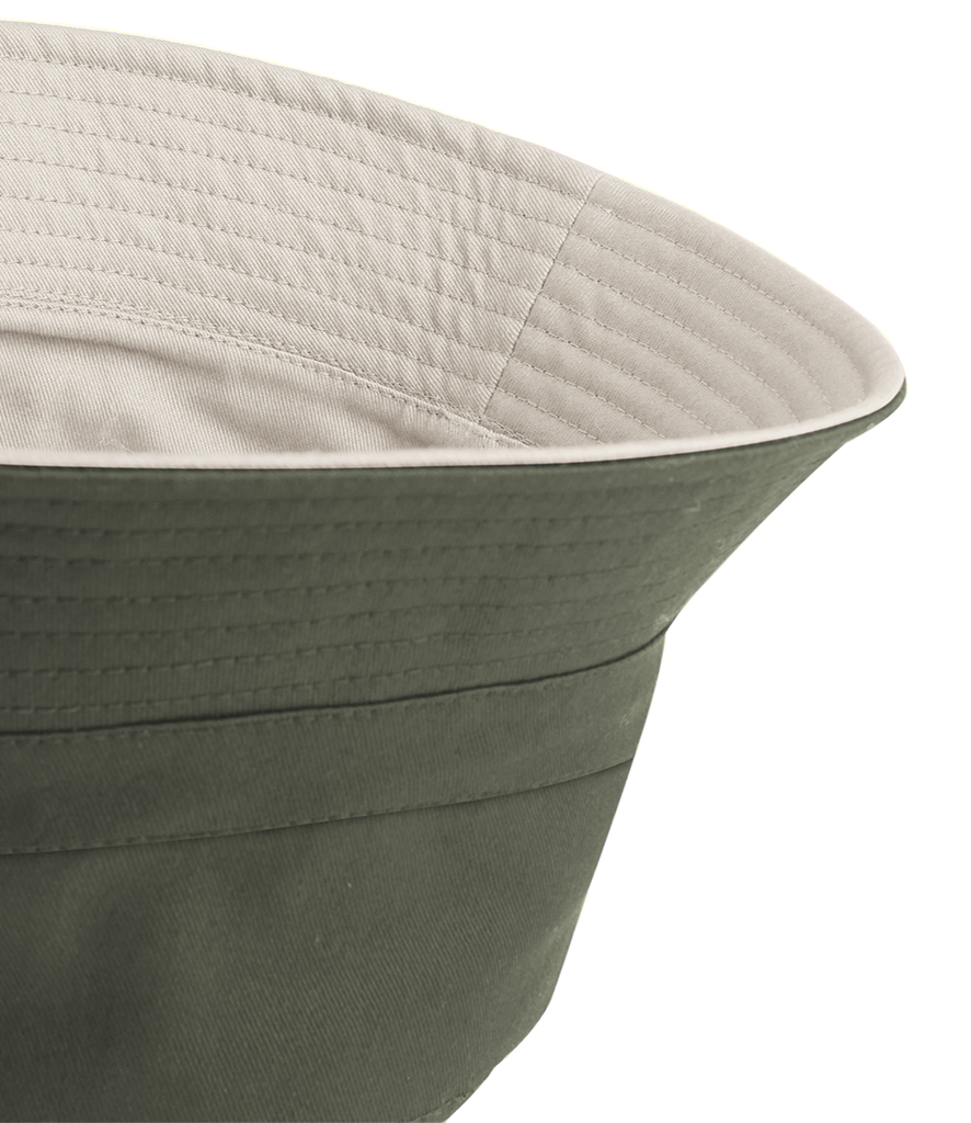 Beechfield Reversible Bucket Hat in Olive and Stone